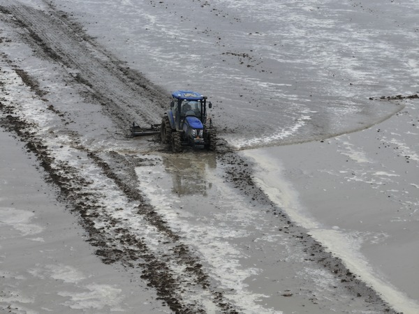 北大荒农业股份江滨分公司抢抓晴好天气推进水整地。韩玉红摄